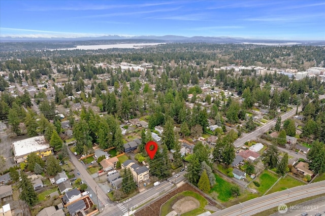 aerial view with a mountain view