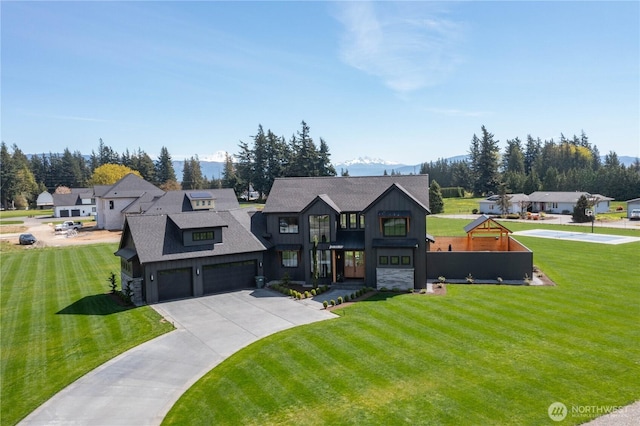 837 Van Dyk Rd, Lynden, WA 98264 - view of front of home with a front lawn, driveway, roof with shingles, and stone siding