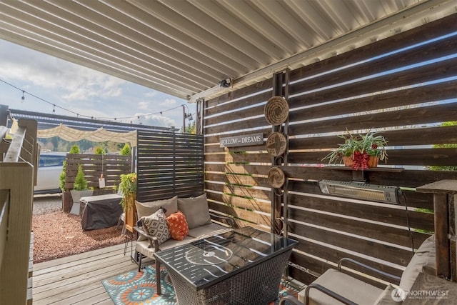 exterior space featuring an outdoor hangout area