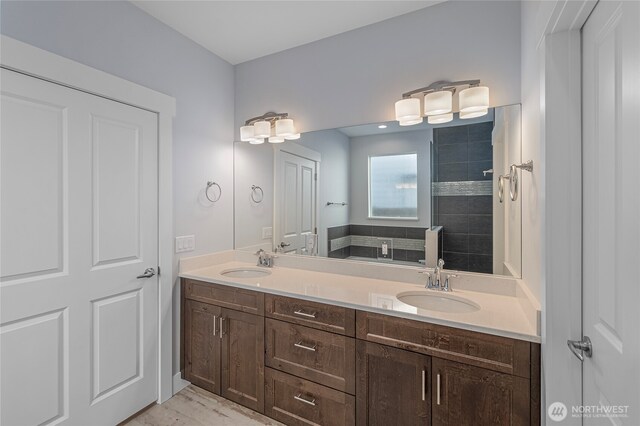 full bath with double vanity and a sink