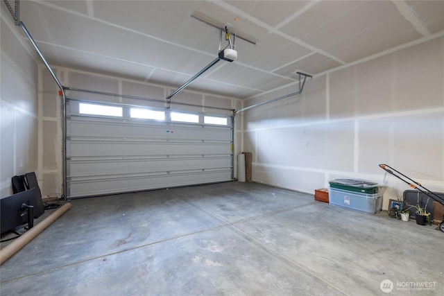 garage with a garage door opener