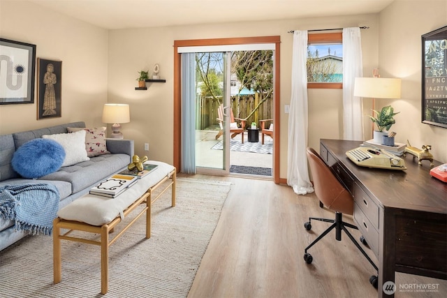 living room featuring wood finished floors and a healthy amount of sunlight