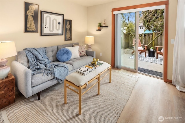 living area with wood finished floors