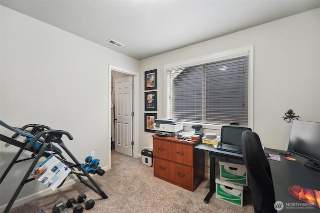 8107 165th Street Ct E, Puyallup, WA 98375 - home office featuring light carpet, baseboards, and visible vents