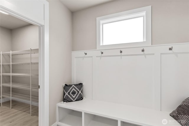 mudroom featuring light wood finished floors