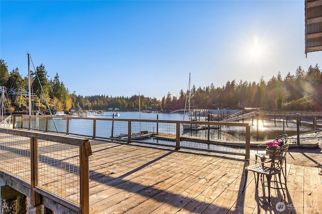 dock area featuring a water view