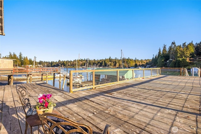 view of dock featuring a water view