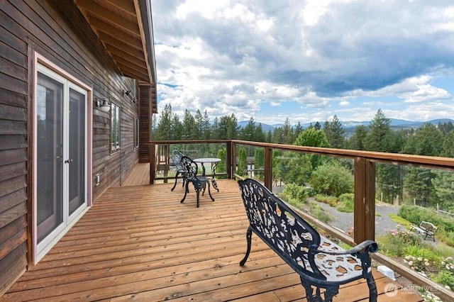 deck with a mountain view