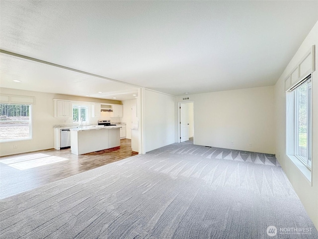 unfurnished living room with light wood finished floors