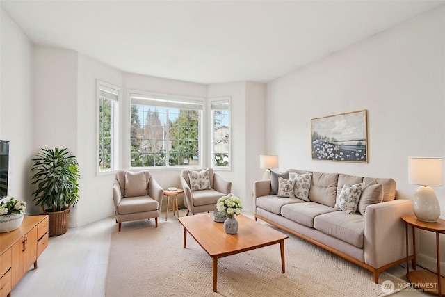 living room with light wood-type flooring