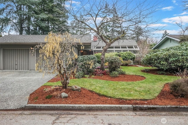 view of front of property featuring a front yard and roof with shingles