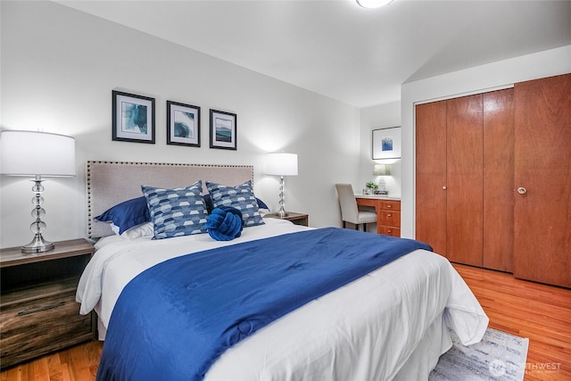 bedroom featuring a closet and wood finished floors