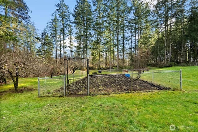 view of yard with fence