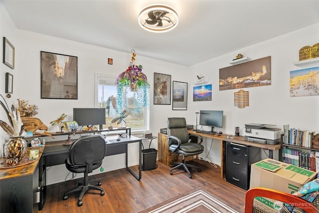 office with dark wood-style floors