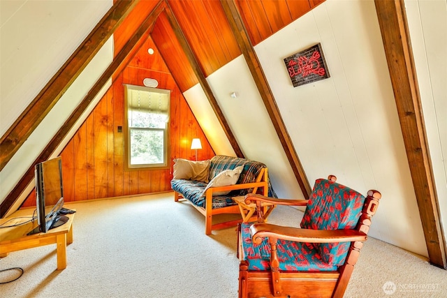 662 Mt Olympus Ave SE, Ocean Shores, WA 98569 - living area featuring carpet flooring and wood walls