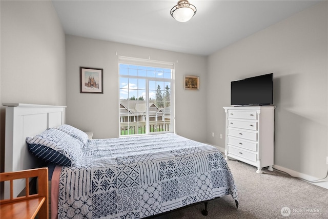 bedroom with baseboards and carpet floors