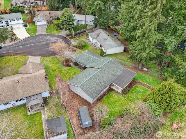 drone / aerial view with a residential view