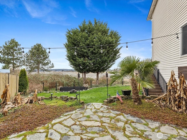 view of yard featuring a patio and fence private yard