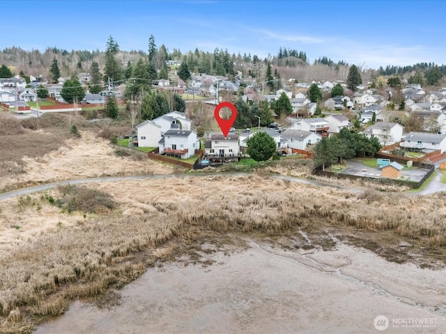 drone / aerial view with a residential view