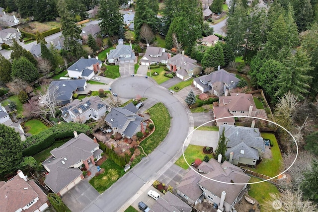 bird's eye view with a residential view