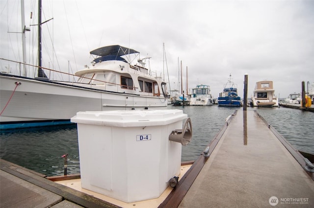 dock area featuring a water view