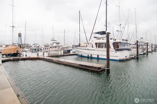 view of dock featuring a water view