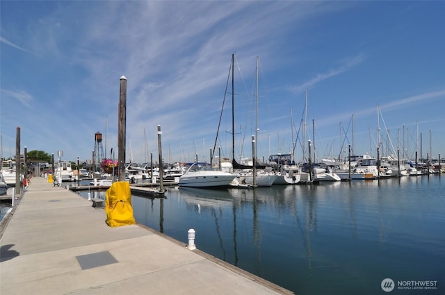 dock area featuring a water view