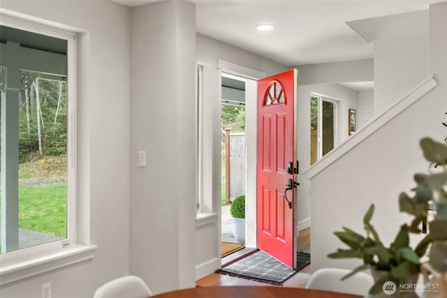 entrance foyer featuring recessed lighting