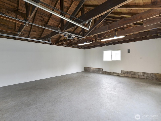 garage with a garage door opener