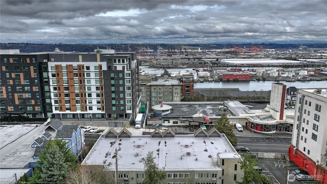 property's view of city featuring a water view