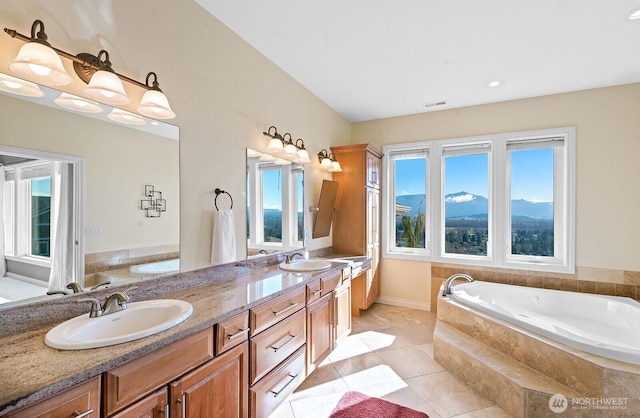 bathroom featuring plenty of natural light, visible vents, and a sink