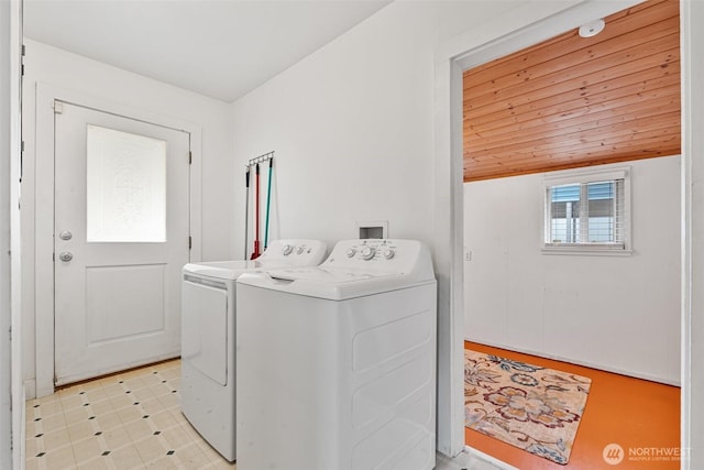 laundry room featuring washer and dryer and laundry area