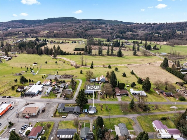 bird's eye view with a mountain view