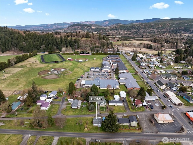 aerial view with a mountain view