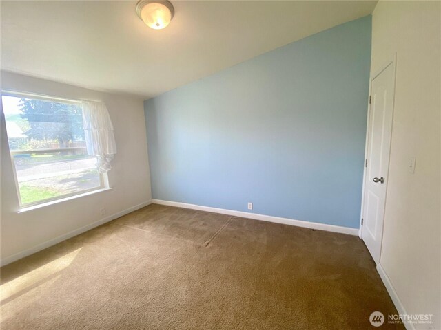 unfurnished room with baseboards and carpet floors