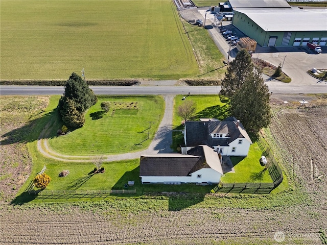 birds eye view of property featuring a rural view