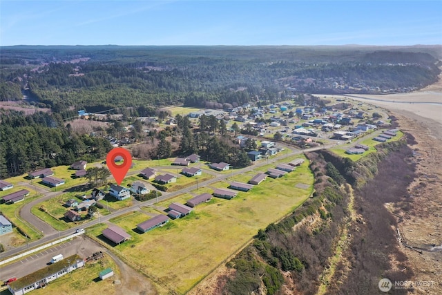 drone / aerial view with a forest view