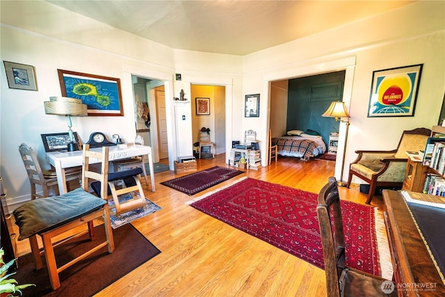 living area with wood finished floors