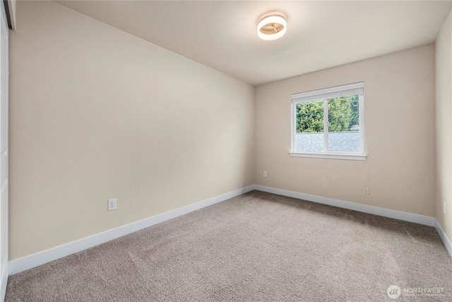 spare room with baseboards and carpet floors