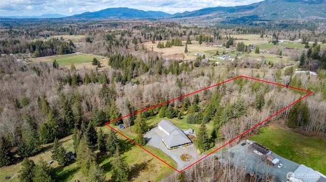 6084 Gartin Pl, Sedro Woolley, WA 98284 - aerial view featuring a mountain view and a view of trees