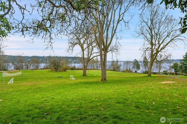 view of yard featuring a water view