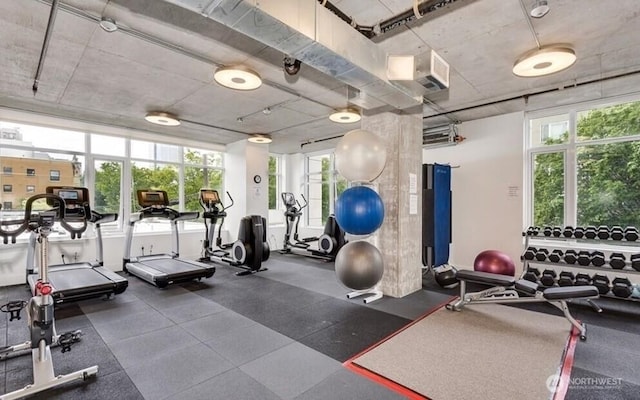 workout area with a wealth of natural light