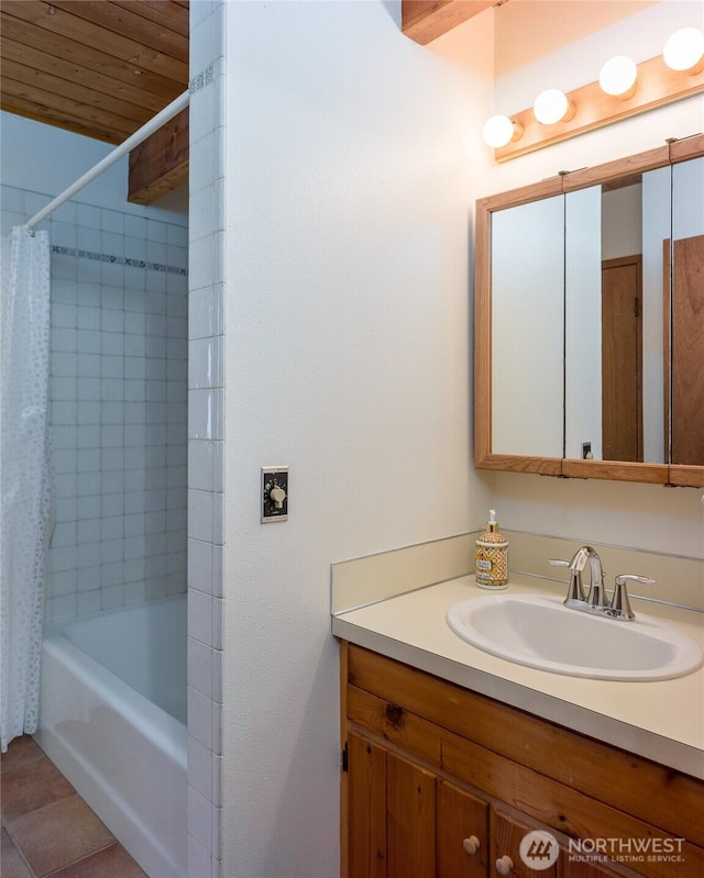 239 Shoreland Dr, Lopez Island, WA 98261 - full bathroom featuring shower / bath combination with curtain and vanity