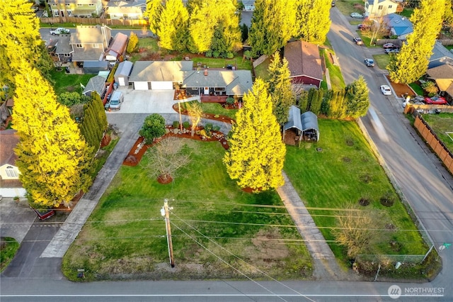 bird's eye view with a residential view