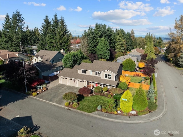 bird's eye view featuring a residential view