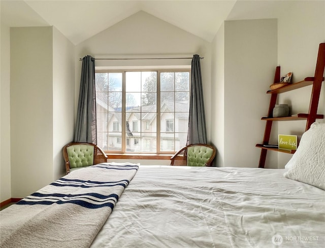 bedroom with vaulted ceiling