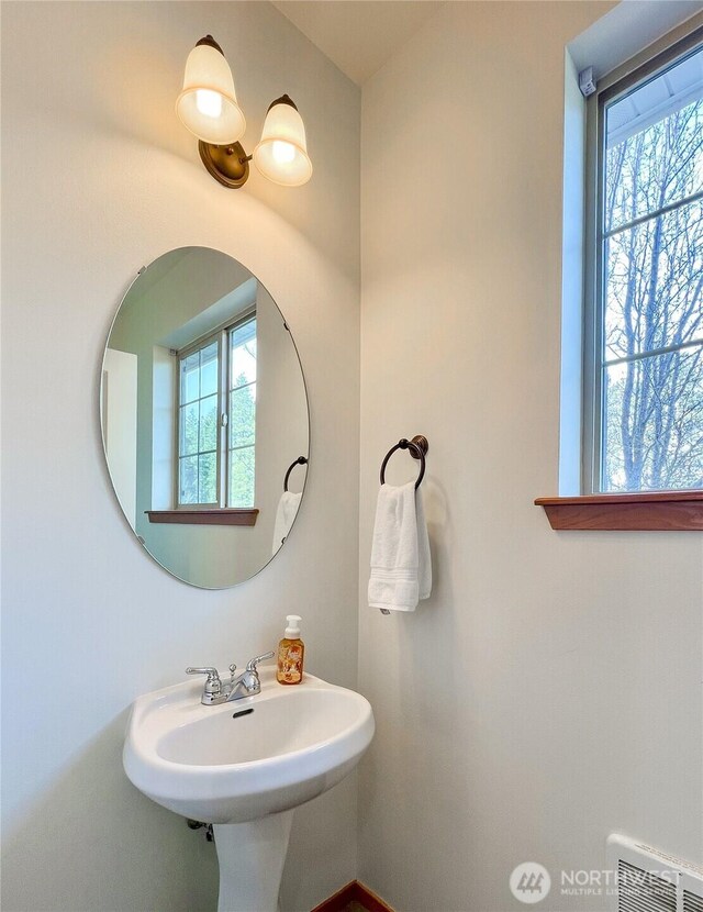 bathroom featuring visible vents and a sink