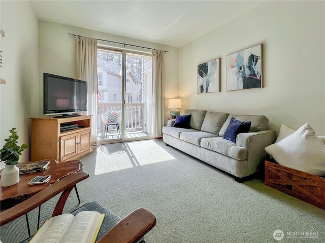 view of carpeted living area