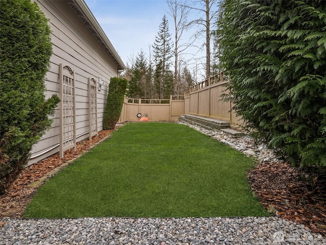 view of yard featuring a fenced backyard