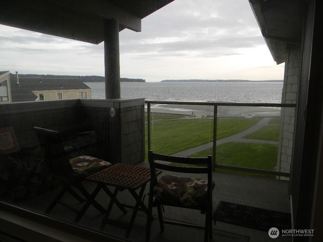 balcony with a water view